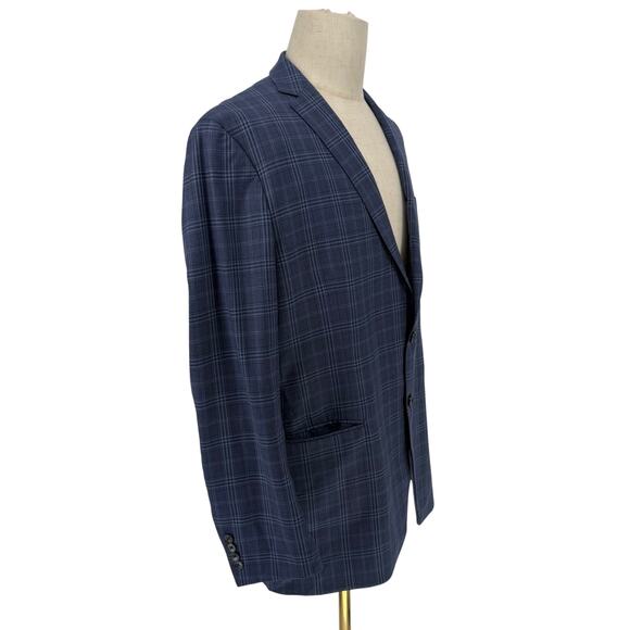 Daniel Hechter Paris Navy Blue Charcoal Grey Glen Sportcoat Wool Jacket Size 44L - Picture 2 of 10